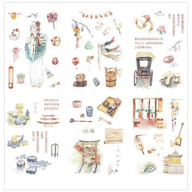 Set 6 tờ sticker giấy trang trí planner STG082 Gachini