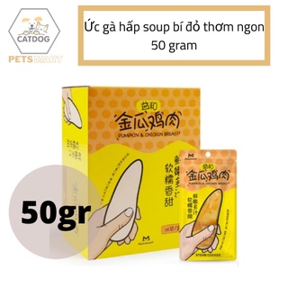 Ức gà hấp sốt bí đỏ ăn liền cho chó 50gram thơm ngon