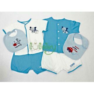 Set 2 bộ áo khuy giữa và quần bo gấu Lullaby cho bé yêu size 0-24m