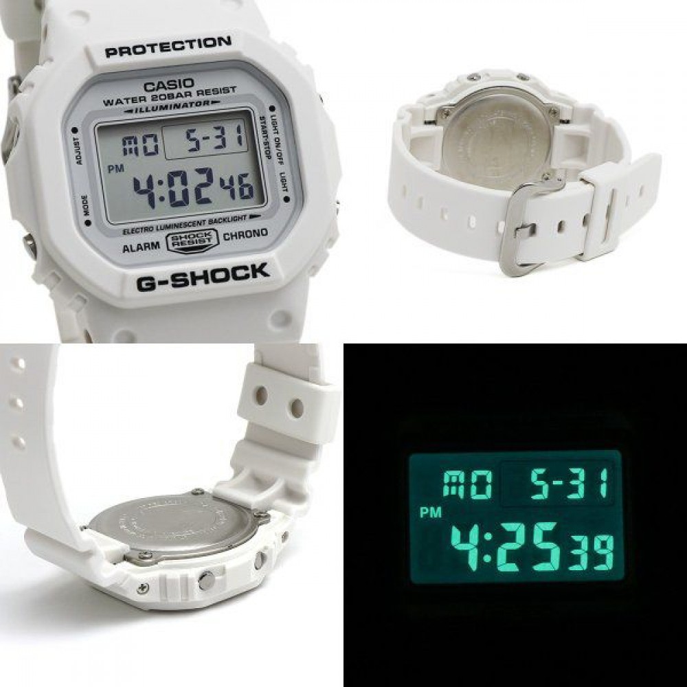 Đồng Hồ Nam Casio G-Shock DW-5600MW-7DR Dây Nhựa Trắng - Mặt Vuông Cổ Điển - Chống Nước 200m