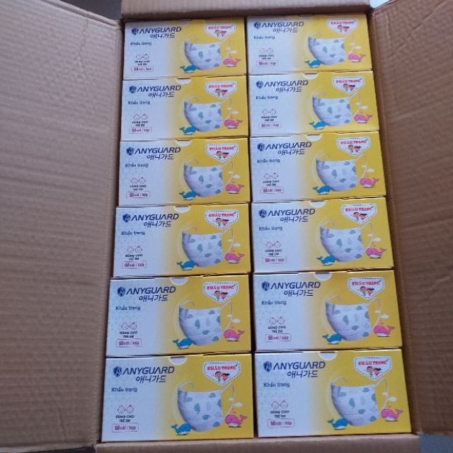 Combo 1 thùng Khẩu trang trẻ em Anyguard 60 hộp 50 cái | BigBuy360 - bigbuy360.vn