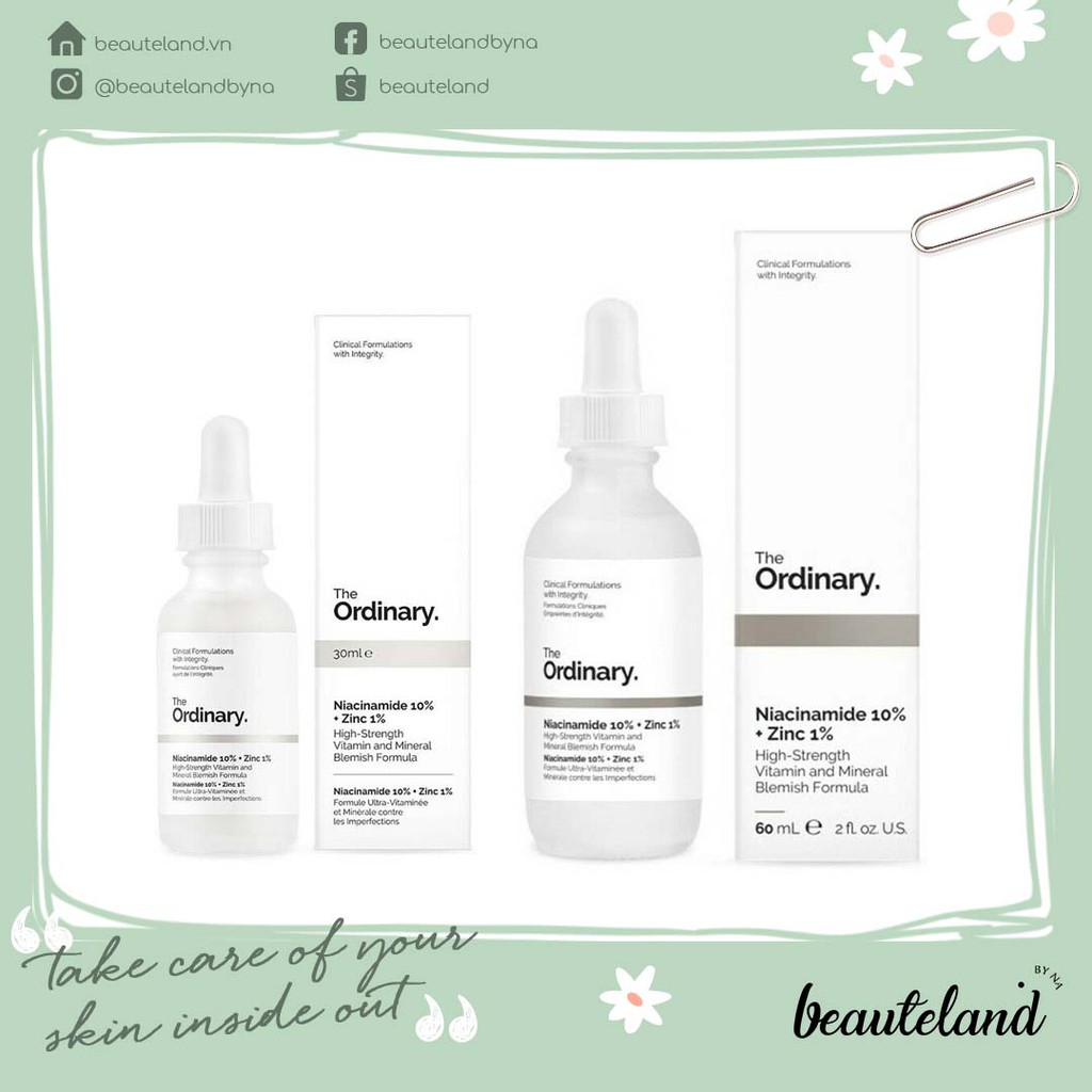Serum hỗ trợ giảm mụn The Ordinary Niacinamide 10% + Zinc 1%