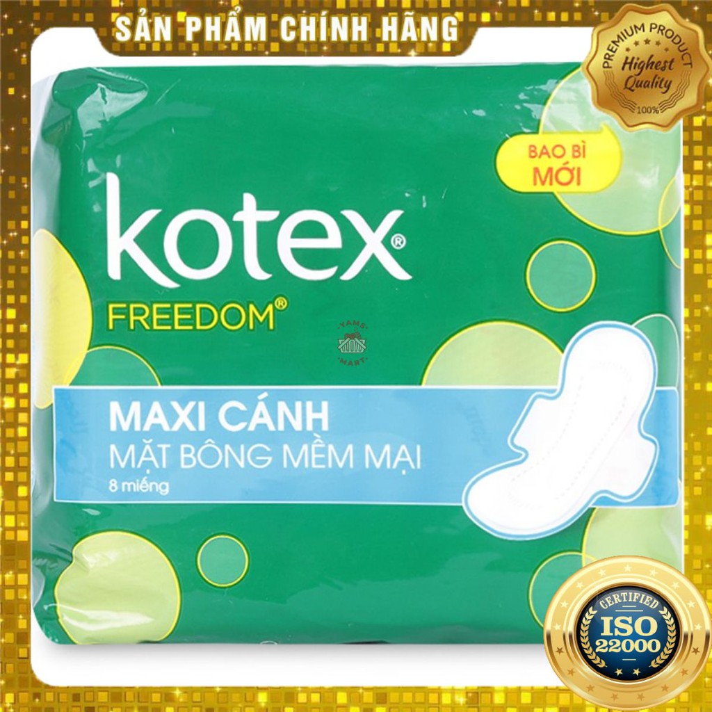 [ Yams Mart ] Combo 2 Băng Vệ Sinh Kotex Freedom Maxi Cánh 8 Miếng