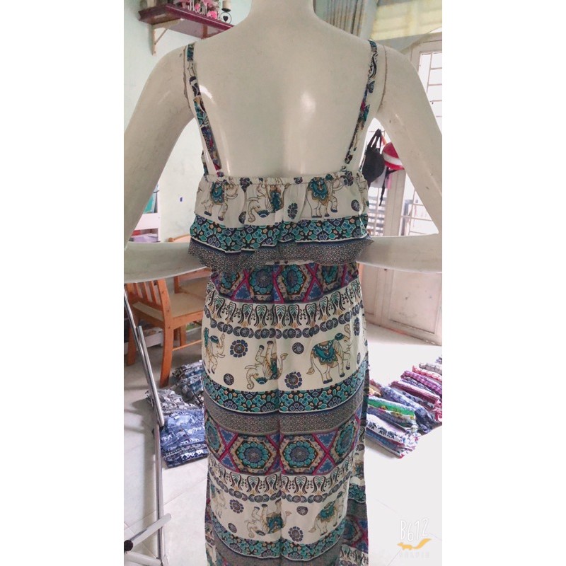 [chọn màu]Đầm maxi lanh lụa 2 dây bèo dài (48-65ky) | BigBuy360 - bigbuy360.vn