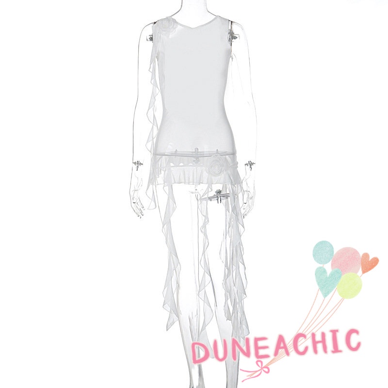 DUNEA Áo thun dài tay phối lưới xuyên thấu gợi cảm dành cho nữ