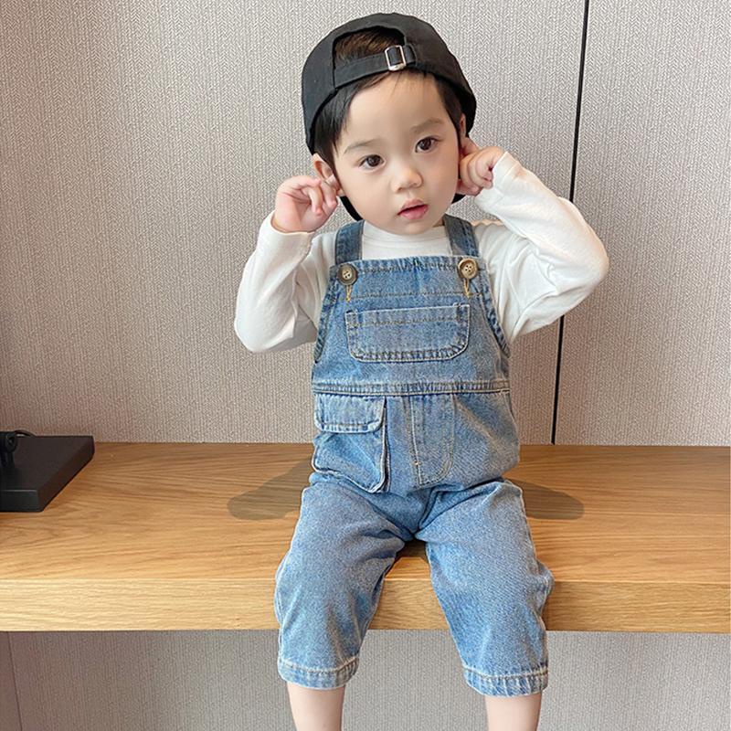 [Babycat] Hàng Có Sẵn Quần Yếm Jean Phong Cách Nhật Bản Mới Phong Cách Phương Tây Cho Bé Trai Dễ Phối Đồ