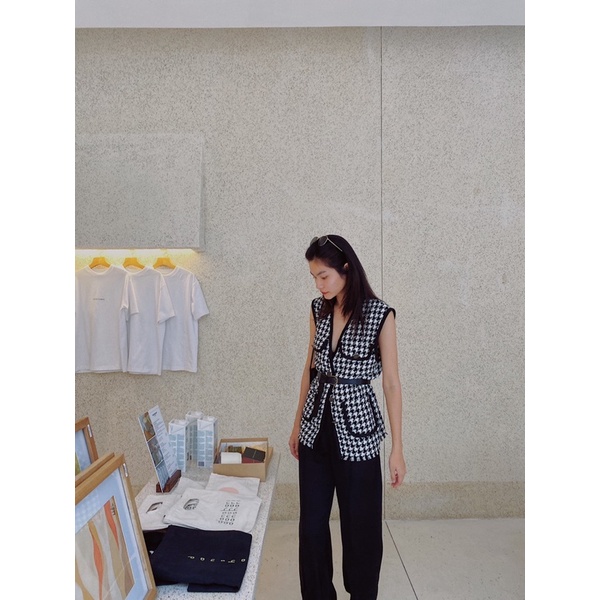 MADAMN- Áo Gile Giả Tweed Kèm Dây Nịt.
