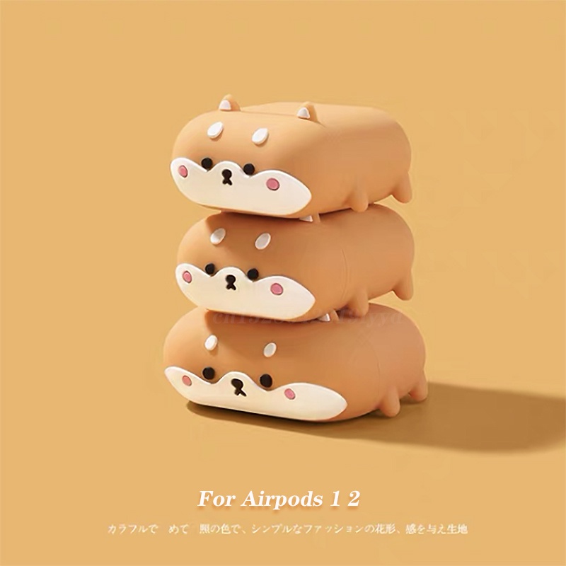Vỏ bảo vệ hộp sạc tai nghe thích hợp cho Airpods 3 2 1 Pro Pro 3 bằng silicon hình chú chó corgi hoạt hình 3D dễ thương
