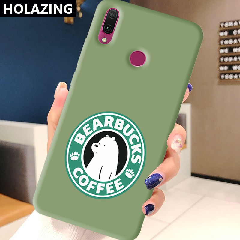 Huawei Y8P Y7 Y6 Pro 2019| Y5 | Y9 Prime 2019 Mate 30 40 Pro 20 Y9S Candy Color Phone Cases vỏ điện thoại We Bare Bears BearBucks Coffee Soft Silicone Cover