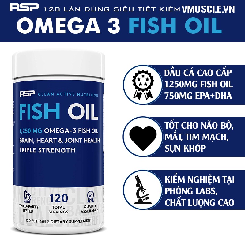 RSP Omega 3 Fish Oil bổ sung dầu cá, EPA/DHA và Omega 3 hàm lượng cao