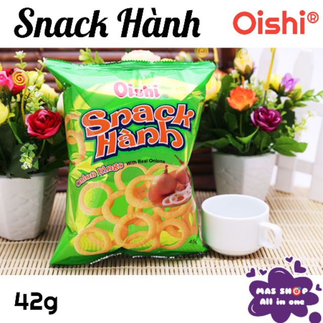 Bánh Snack Hành Oishi Onion Rings gói 42g được làm từ hành thật