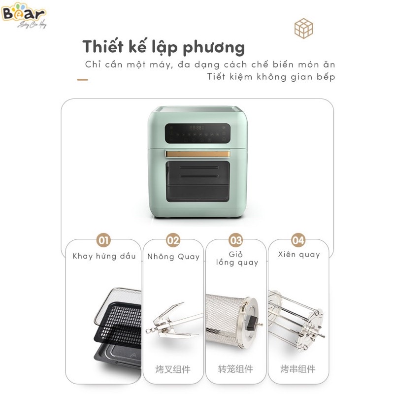 Nồi Chiên Không Dầu BEAR 2in1 Dung Tích 10L- Bảo Hành 2 Năm - TOP Đồ Gia Dụng