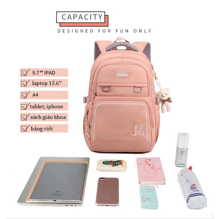 Balo đi học nữ nam kiểu basic màu pastel trơn thời trang unisex đựng laptop 15.6inch vải cao cấp chống nước 9502