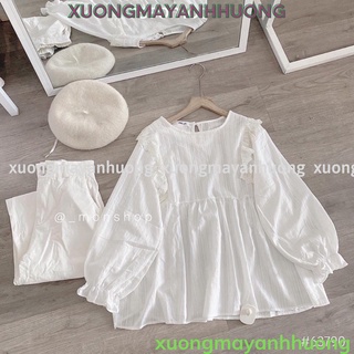 {ao_babydoll} áo babydoll trắng tiểu thư, áo sơ mi kiểu bèo xinh 2021 FREESHIP A,036