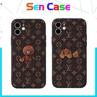 Ốp Lưng Iphone Cạnh Vuông Hình Gấu LV, BVC Cho Iphone6/6s/7/8/7plus/8plus/6plus/6splus/11/11pro//11promax- SV2