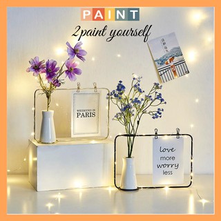 Hình ảnh Lọ hoa kết hợp khung ảnh sắt treo postcard, ghi chú decor, trang trí để bàn ( tặng kèm bưu thiếp )