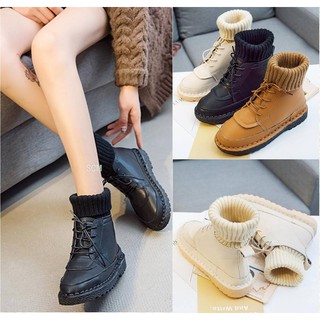 SALE-Giày boot cột dây cổ vớ