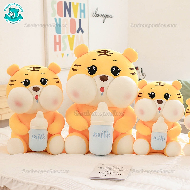Gấu Bông Hổ Ôm Bình Sữa siêu cute, Thú nhồi bông cao cấp Hổ bú Sữa đáng yêu cho mọi lứa tuổi, Gấu xinh