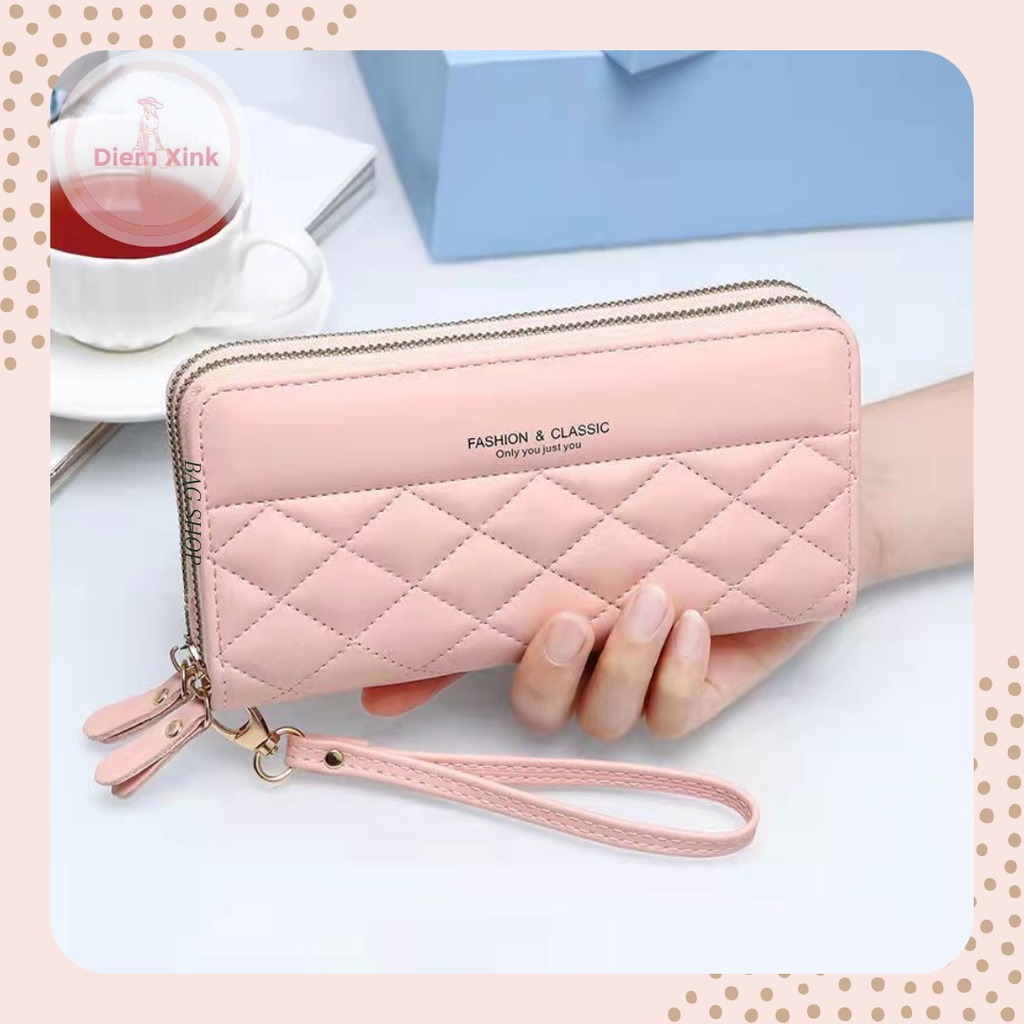 Ví Cầm Tay Nữ Ví Dài Hai Khóa Nhiều Ngăn Da Mềm Mịn - Diễm Store- T 59