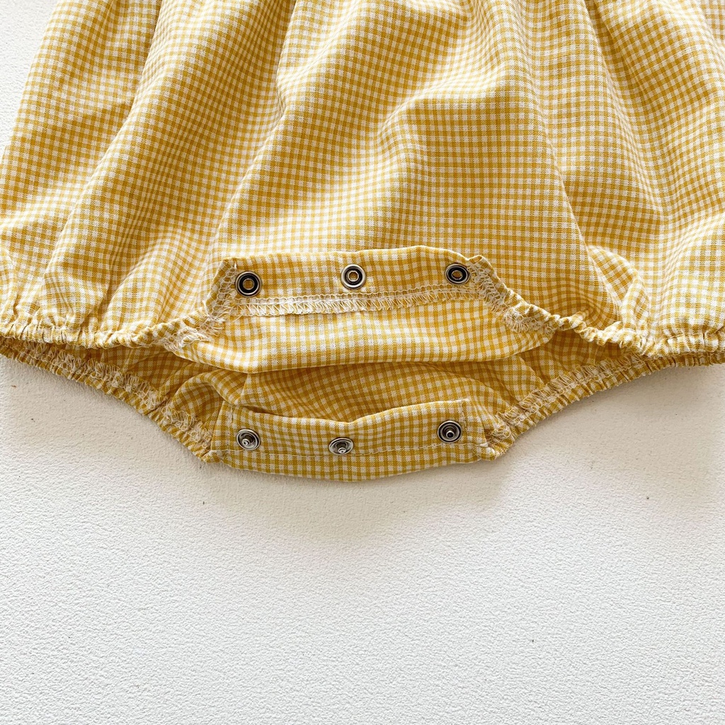 Bộ Áo Liền Quần Tay Ngắn Cổ Ren Kẻ Sọc + Băng Đô Thời Trang Mùa Hè Cho Bé Gái Sơ Sinh