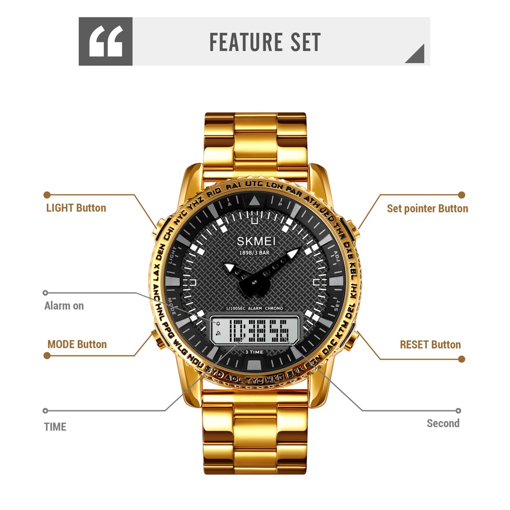 Đồng Hồ Quartz Đa Năng Chống Thấm Nước SKMEI 1898