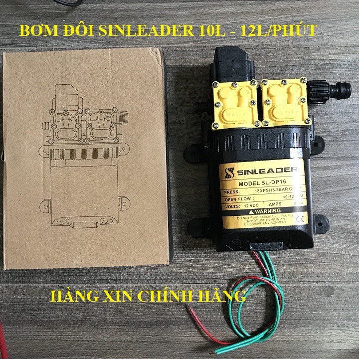 Máy bơm nước áp lực đôi chính hãng - đôi 12v Sinleader kèm phụ kiện