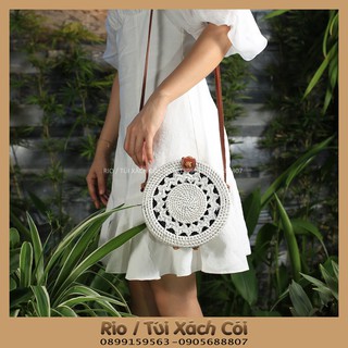Túi Mây Tre Trắng Đen 18cm