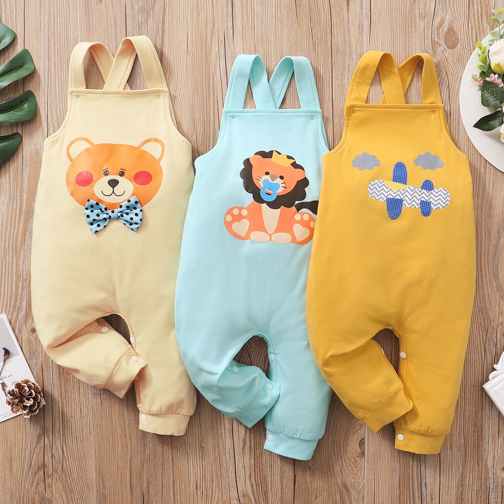 Áo liền quần Mikrdoo kiểu dây đeo vai in họa tiết động vật thời trang dành cho trẻ em