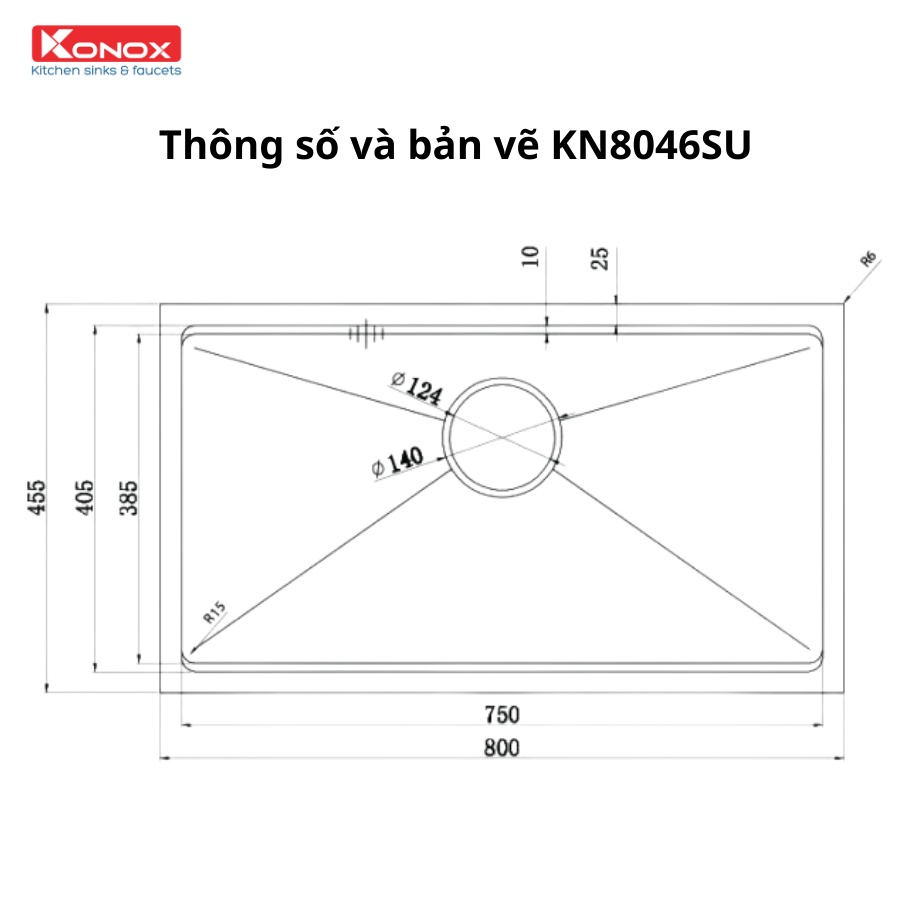 Chậu rửa bát inox KONOX Workstation – Undermount sink KN8046SU