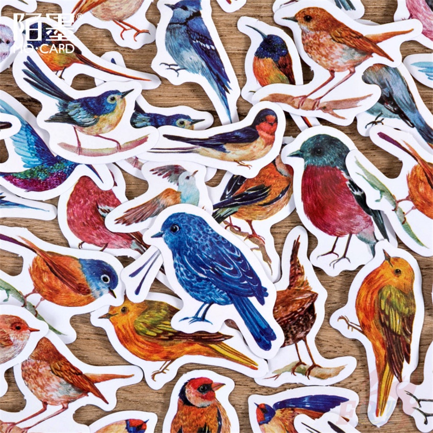 ❉ Hình Dán Con Chim Đầy Màu Sắc ❉ Hộp 45 Miếng Dán Sticker Trang Trí Sổ Lưu Niệm
