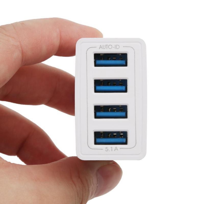 Củ Sạc 4 Cổng Usb 5v Phích Cắm Eu Có Đèn Báo Hiệu