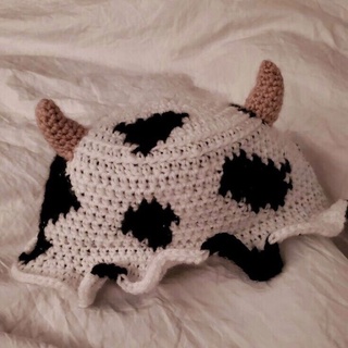 [HANDMADE] Crochet cow hat - Mũ móc bò