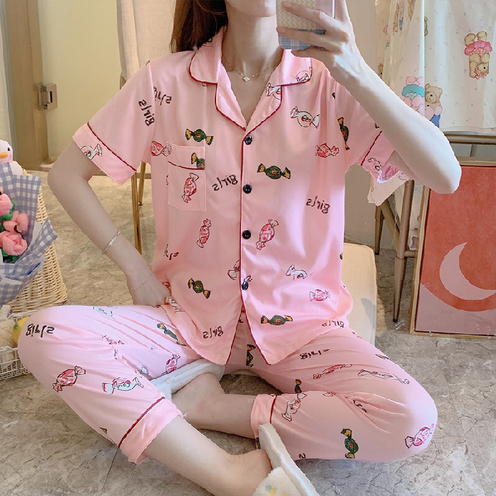 Bộ Đồ Ngủ Ngắn Tay Phong Cách Hàn Quốc Cho Nữ