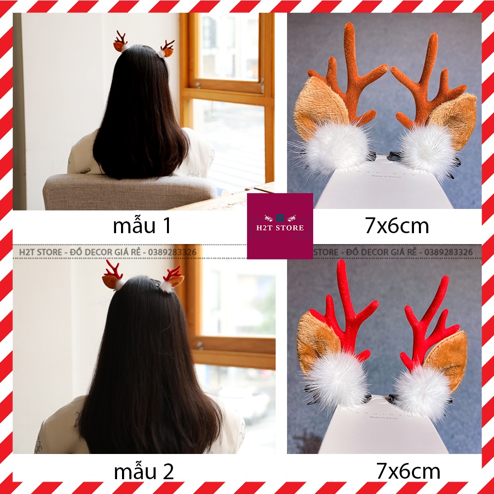 Cài tóc noel hình sừng tuần lộc giáng sinh size 7cm dễ thương hàng có sẵn