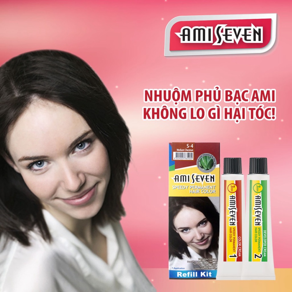 Nhuộm phủ bạc dược thảo Nhanh 7 Phút AMI SEVEN REFILL (Loại tiết kiệm)  (60g+60g) Hàn Quốc