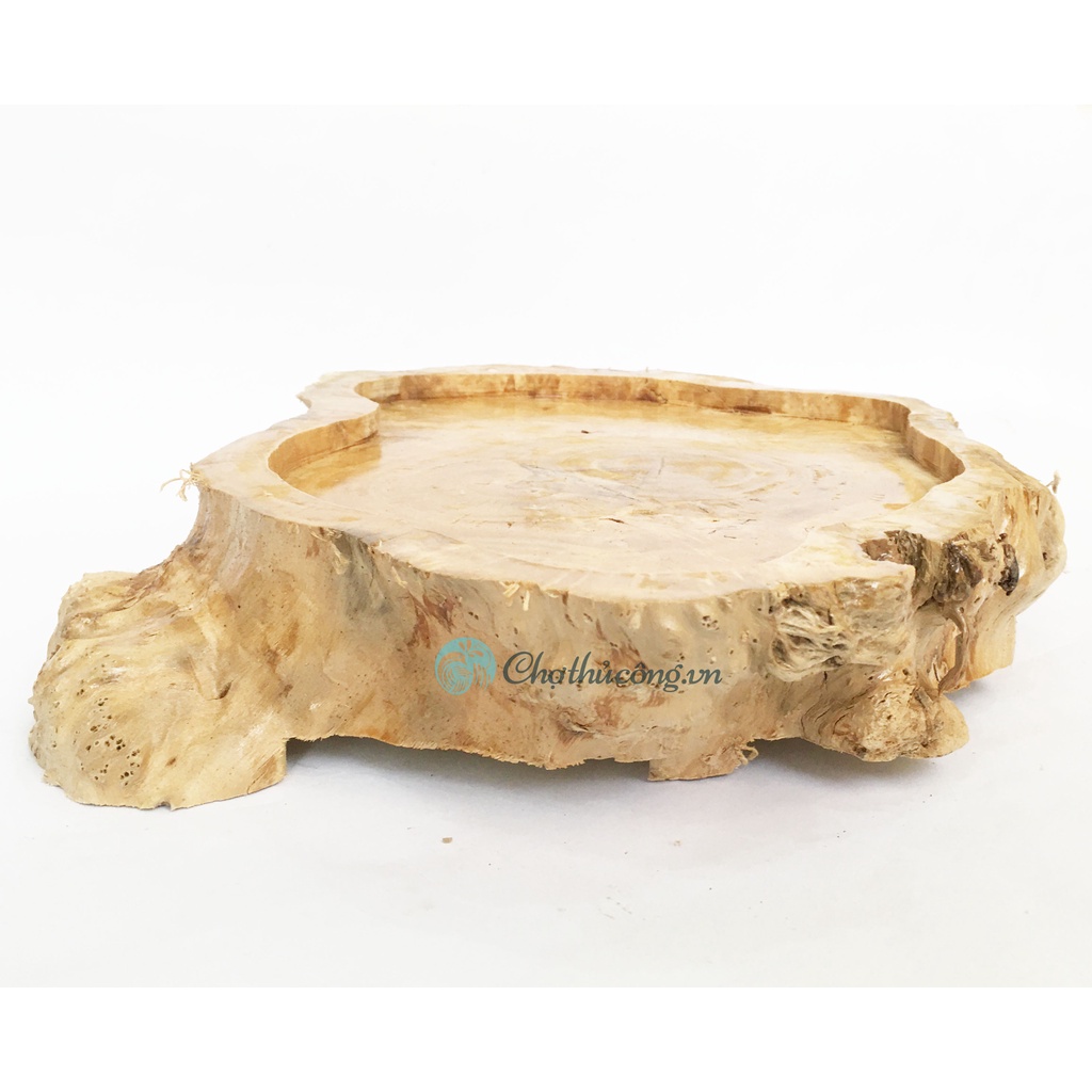 Khay trà gỗ nu tự nhiên nguyên khối, khay gỗ decor cao cấp, bàn trà gỗ có chân, kệ gỗ trang trí vintage