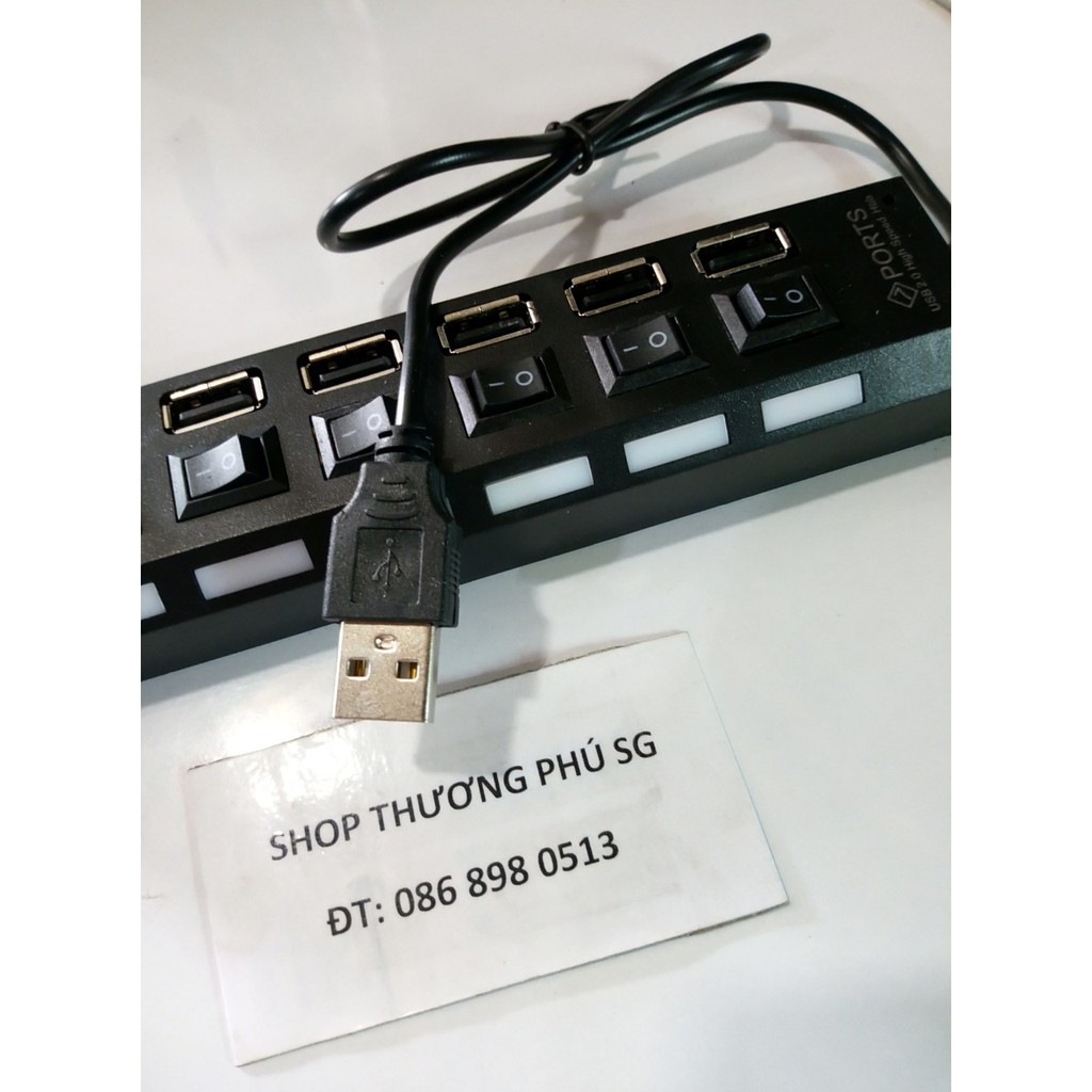 Bộ chia cổng USB: Hub USB 2.0 chia 1 ra 7 Port - Dạng ổ cắm điện có công tắc riêng