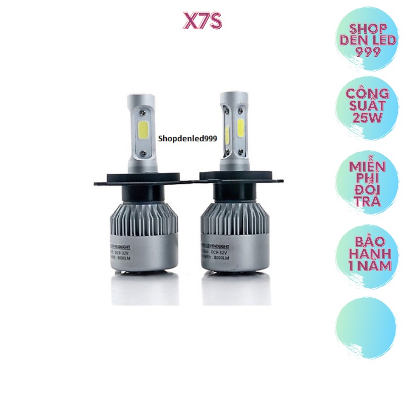 Đèn Pha LED X7S , C6 3 Tim Chân H4 Sáng Mạnh