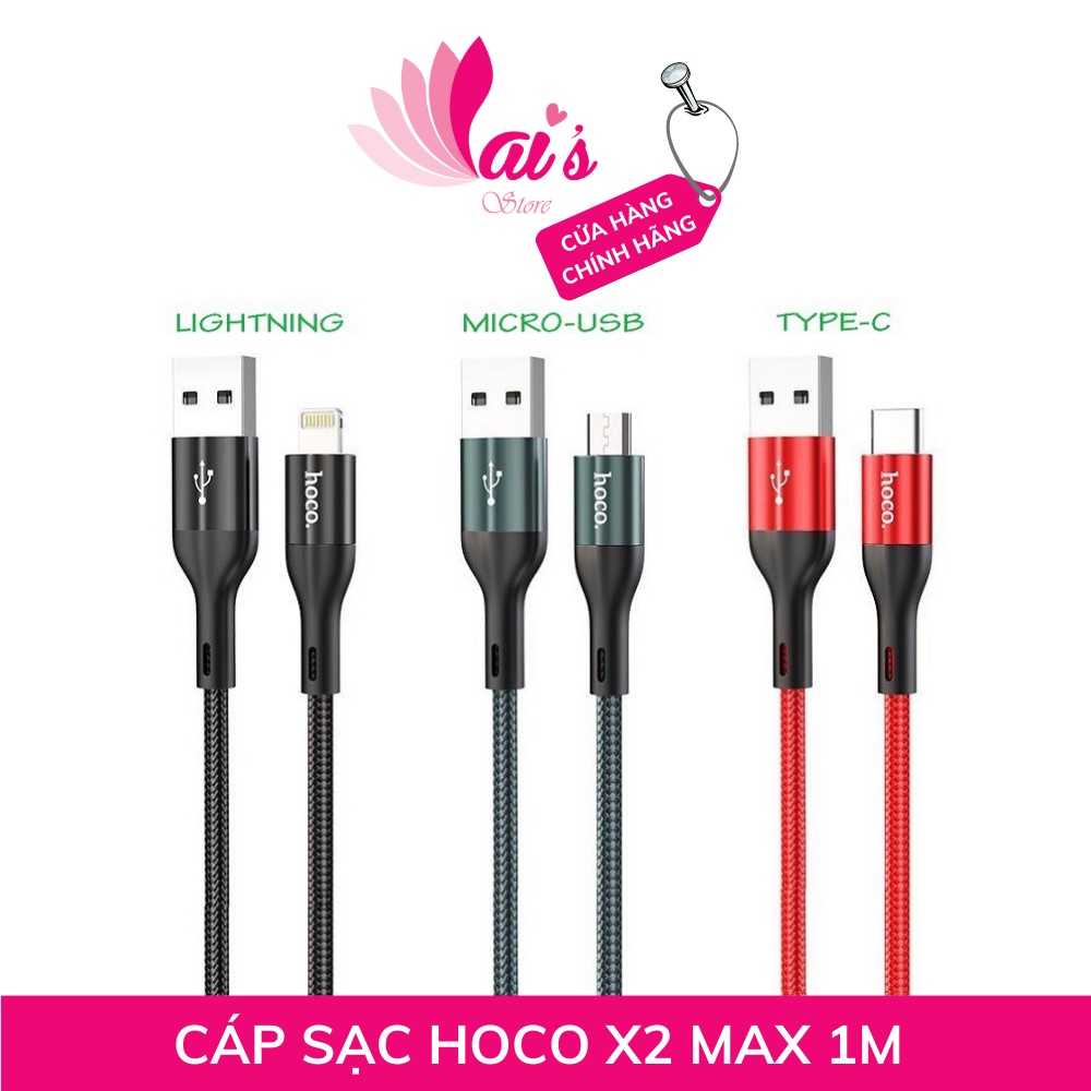 Cáp Sạc Nhanh Và Truyền Data Hoco X2 Max Flash Cổng Type-C,Micro-USB QC3.0,Max 3A,Dài 1M 5.0