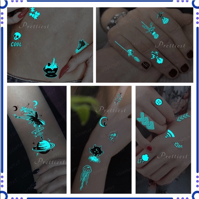 Hình xăm dạ quang| tattoo phát sáng | xăm phát sáng | hình xăm chống nước | tattoo 3d | xăm tạm thời