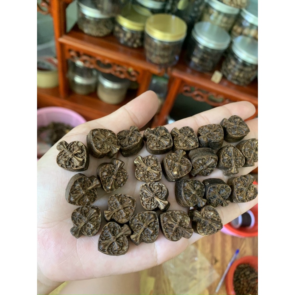 Charm hoa sen trầm hương - Phụ kiện mix vòng tay - Charm trầm hương