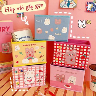 Hộp vải đựng đồ đa năng in hình gấu thỏ cute