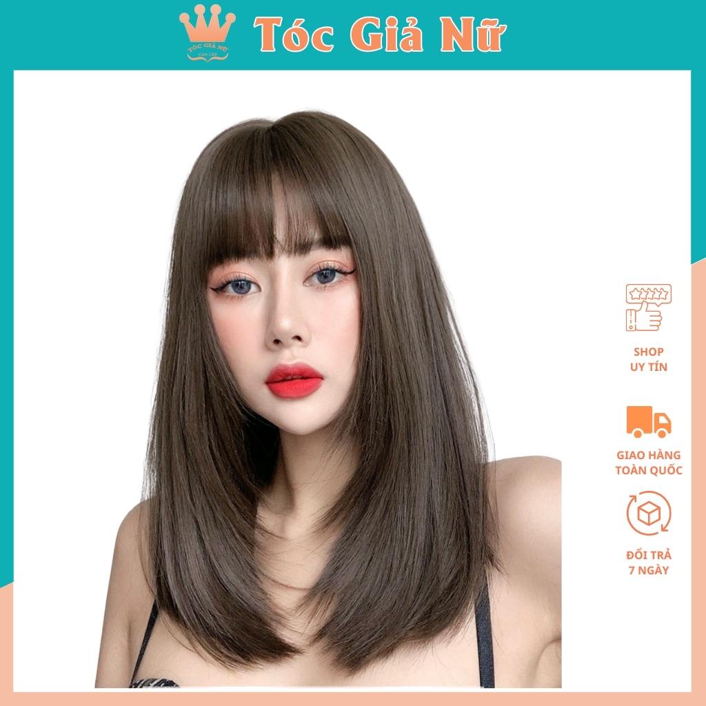 Tóc giả nguyên đầu cúp tự nhiên 35cm, tăng kèm lướ trùm, 6104