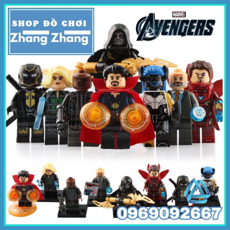 Đồ chơi Xếp hình gồm Proxima Midnight - Obadiah - Nick Fury - Dr Strange - Iron Man - Hawkeye Minifigures Xinh X0215