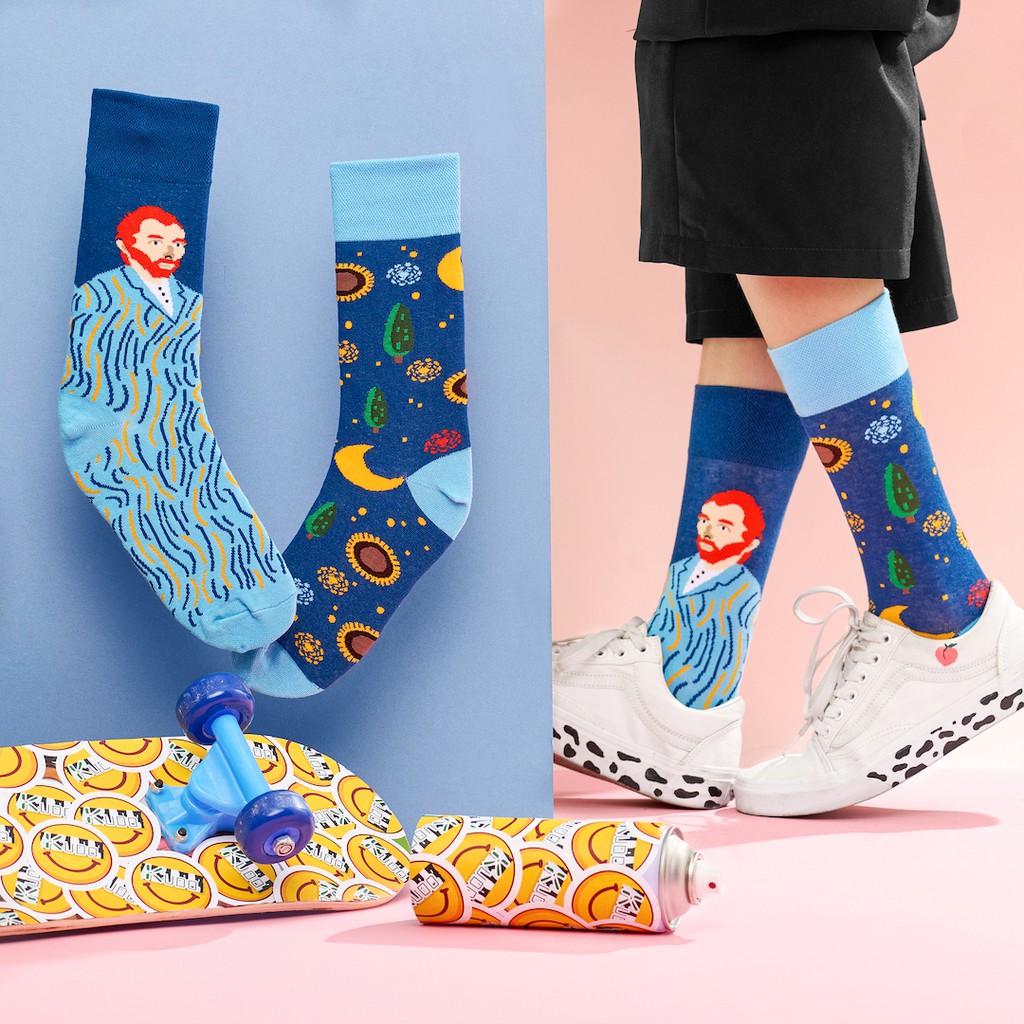 Vớ Ông Vangogh Chất Liệu 80% Cotton Mang Lại Cảm Giác Thoáng Khí.