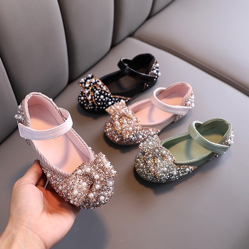 Giày Búp Bê Nơ Ngọc Đính đá siêu xinh bé gái