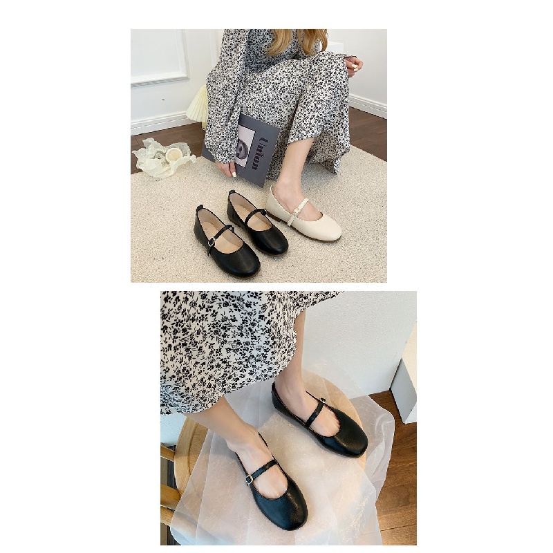 Giày Búp Bê Da Mềm Mũi Vuông Thời Trang Xuân Thu 2022 Cho Nữ