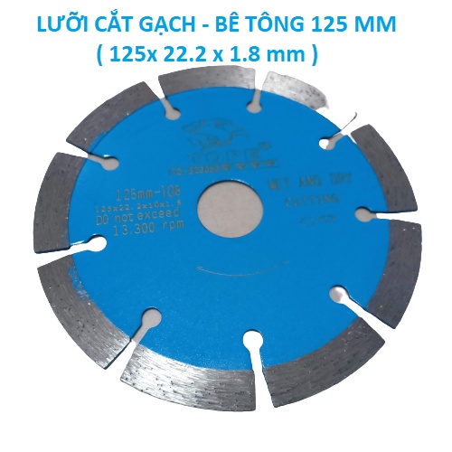 Lưỡi cắt bê tông, lắp vừa các loại máy phay cắt rãnh tường, phay cắt bê tông - Lưỡi Cá 125mm