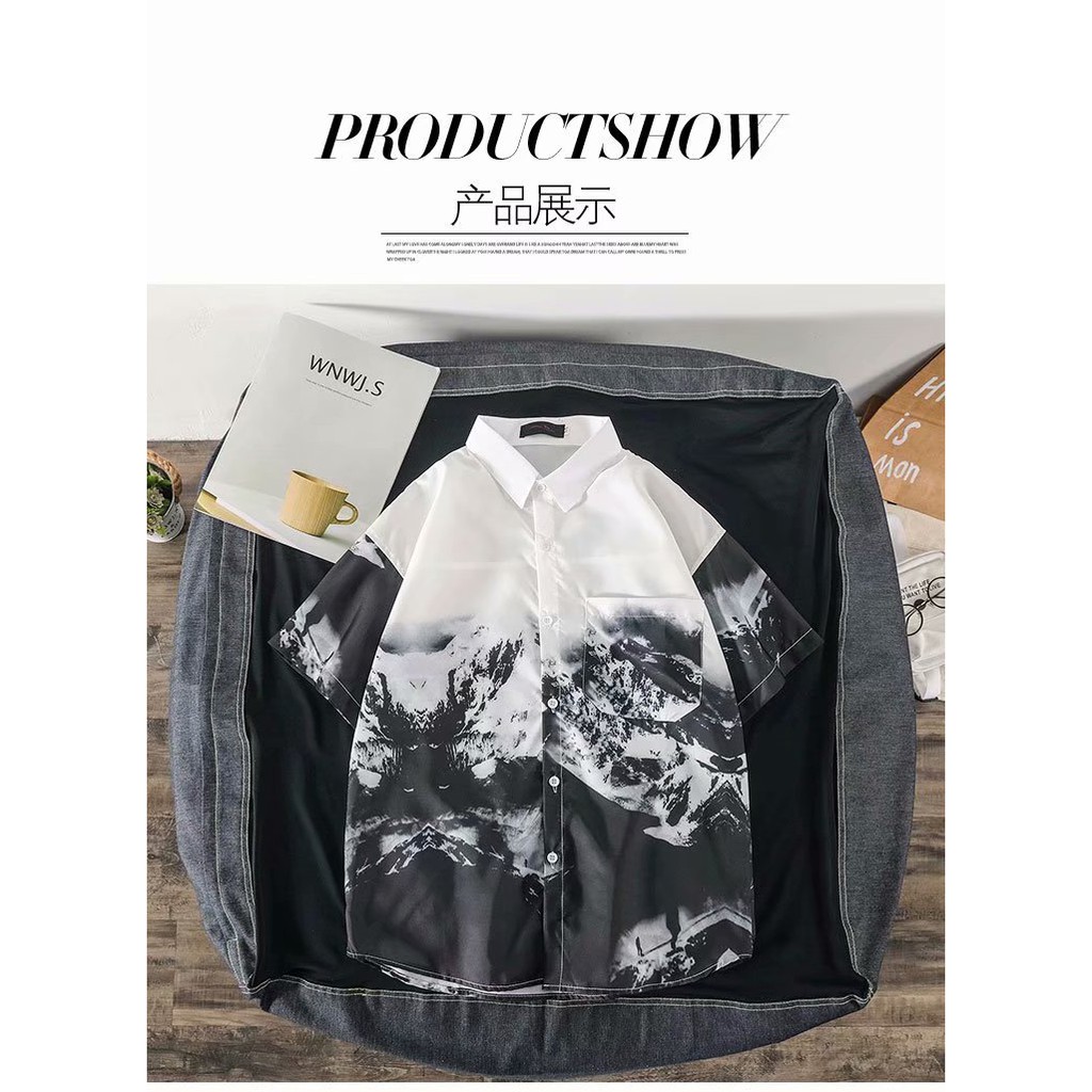 Short-sleeve shirt printed with street fashion personality