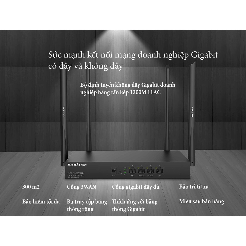 Bộ phát WIFI Tenda W18e GIGABIT ac1200Mps mạng doanh nghiệp 80 user - vùng phủ sóng 300m2 | BigBuy360 - bigbuy360.vn